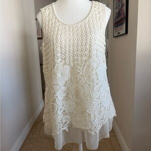 Elegant White Lace Sleeveless Top